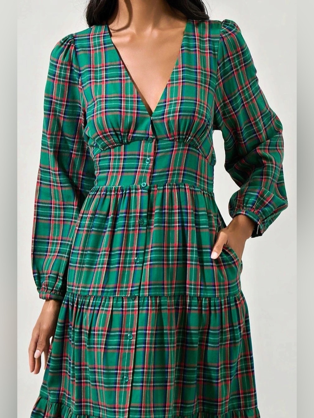 SUGARLIPS | Jace Plaid Shely Button Down Midi Dress Size Small - Picture 3 of 6